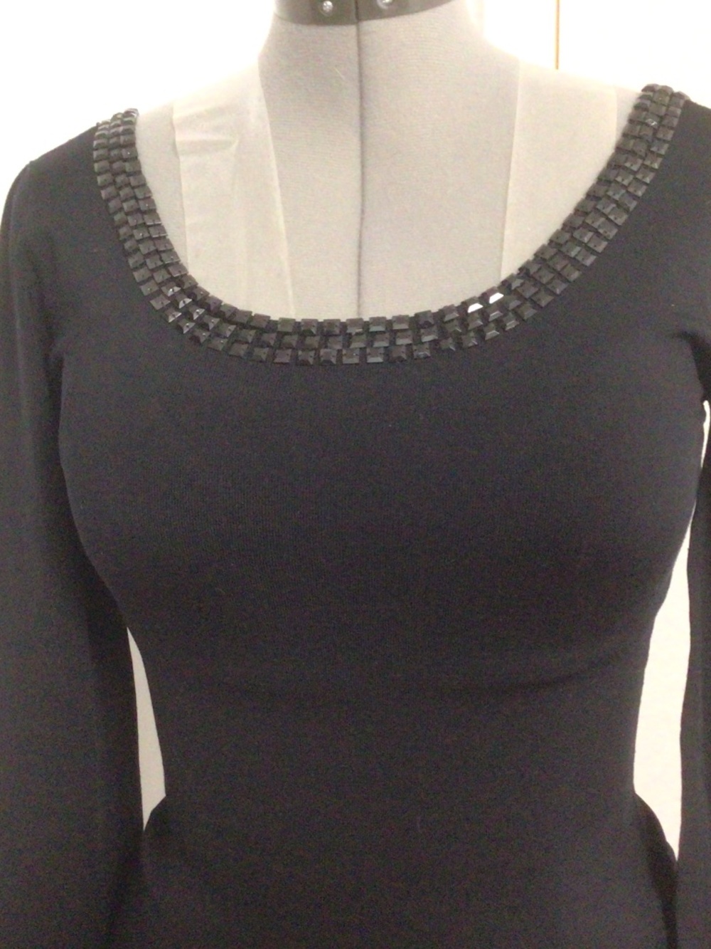 Vintage Vermani Black Sweater with Beaded Trim